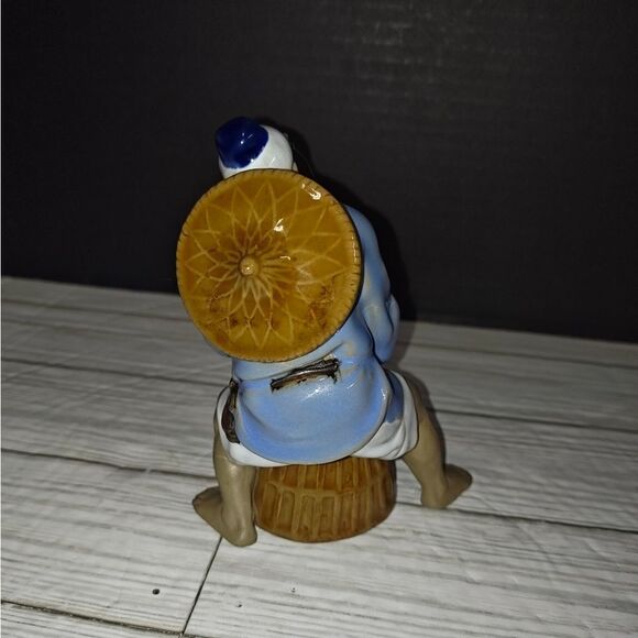 Vintage Chinese Shiwan Mudman Pottery Figurine Collectible Home Decor Signed - Picture 7 of 10